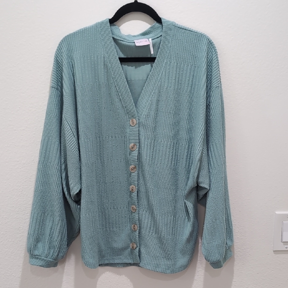 Women's Teal Button-Up Cardigan (M)
